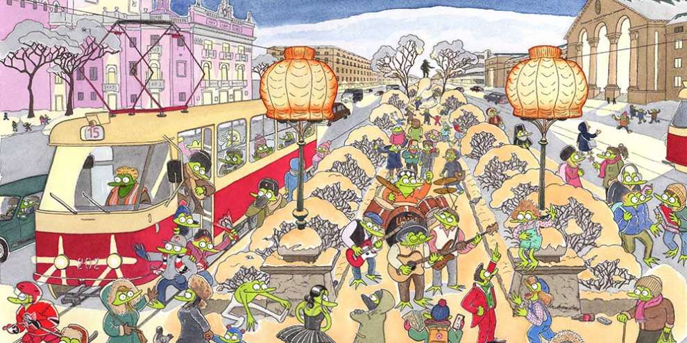 Итальянский художник нарисовал открытку с Екатеринбургом